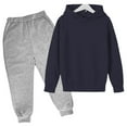 thumbnail image 3 of Povozer Baby Boys' Joggers Set - 2 Piece Fleece Pullover Hoodie and Jogger Pants Set - Matching Outfit for Little Boys(Black,11-12 Years), 3 of 3