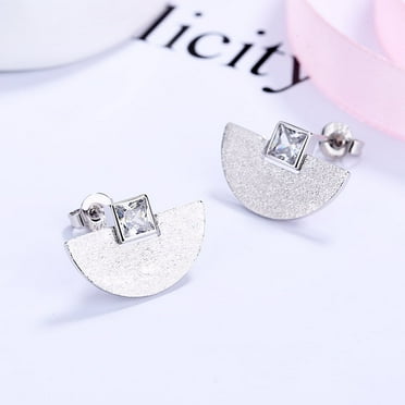 Sterling Silver Disc Earrings with crystals
