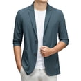 thumbnail image 2 of LEKWK Casual Blazer Jacket for Men Two Button Lightweight Sport Coat Classic Fit Long Sleeve Notched Lapel Business Work Suit Jacket Light Blue L, 2 of 5