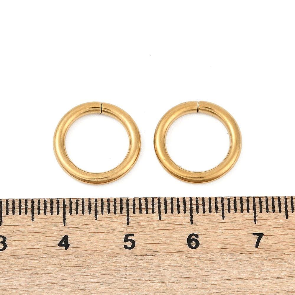 200pcs 304 Stainless Steel Open Jump Rings Round Ion Plating(IP) Rack Plating Real 18K Gold Plated 12 Gauge 14x2mm Inner Diameter: 10mm