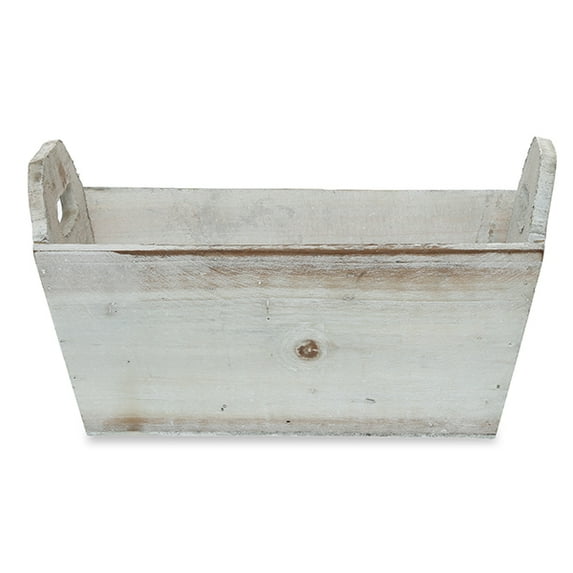 White Wash Rectangular Wood Tray - Medium 10in