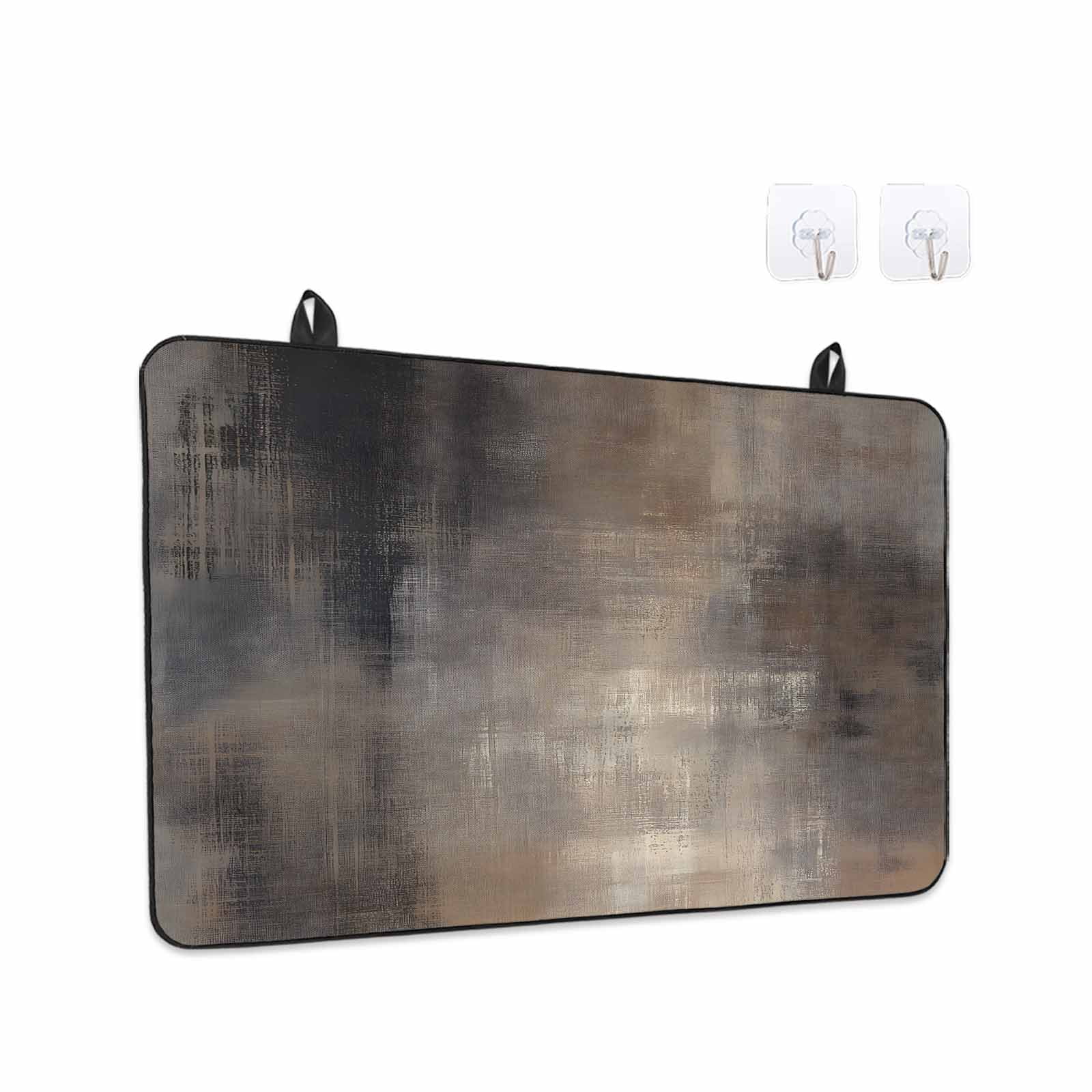 Brown Stove Top Cover for Electric Stove, Heat-proof & Non Slip Glass Top Stove Cover Protector, Modern Abstract Art Ombre Oil Painting Kitchen Flat Cooktop Rubber Mat 24x21 Inches