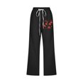 thumbnail image 4 of Pantalones de Mujer Casual, Impresión Elástica Suelta Pantalones de Pierna Ancha Recta con Bolsillo Hecho de Poliéster Suave para Toda la Temporada, Pantalones de Pierna Ancha de las Mujeres, 4 of 4