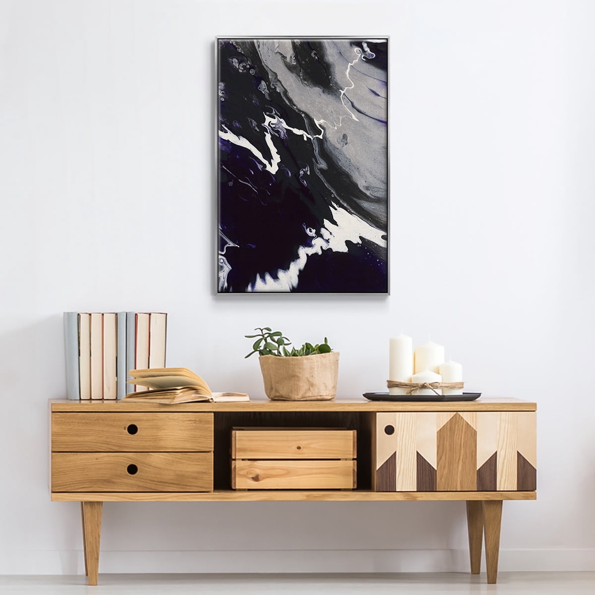 M108 Framed Premium Gallery Wrapped Canvas - Ready to Hang - 27 x 41 - Silver Floating Frame