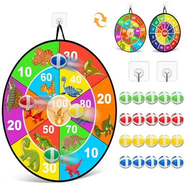 Kids Double-Sided Dart Board Game 28.74" with 20 Sticky Balls, Outdoor Indoor Fun, Family Party Activities