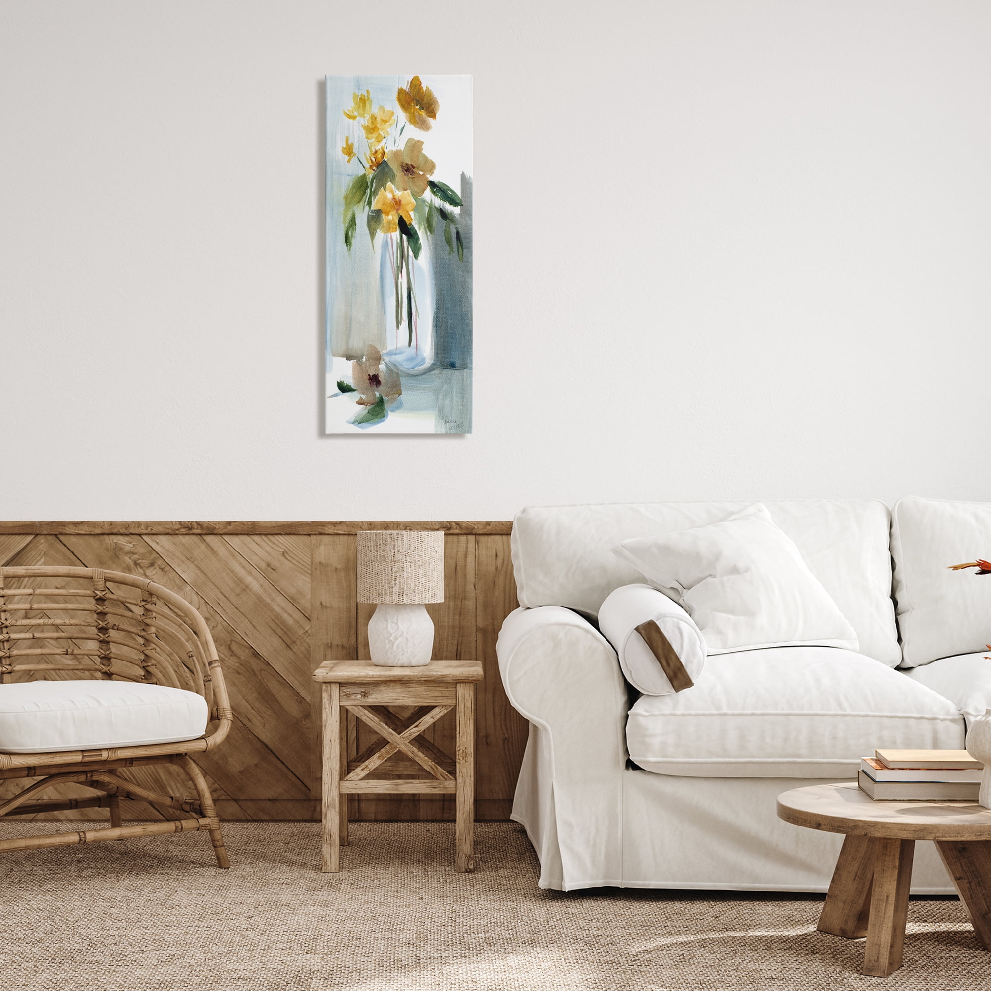 Stupell Industries Luminous Flower Vase Plants & Flowers Painting Wrapped Canvas Art Print Wall Art, 17 x 40