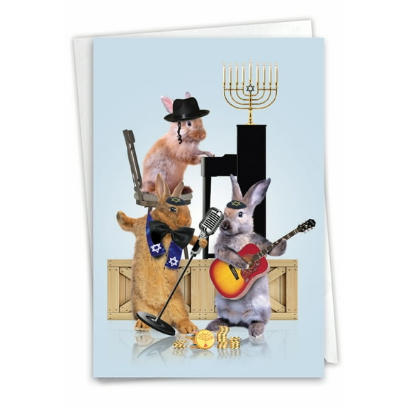 The Best Card Company Chanukah Greeting Card with 5 x 7 Inch Envelope (1 Card) Jewish Holiday Cards Animal Bands C9541JHKG