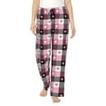 thumbnail image 2 of Goofa Heart Plaid Printed Soft Pajama Pants for Women, Wide Leg Comfy Casual Lounge Yoga Pants-Large, 2 of 9