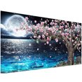 thumbnail image 1 of Arte de pared en lienzo, experiencia artística, kits de pintura de diamantes con temática de flores y luna para adultos, perfecto para la decoración del hogar, actividad para aliviar el estrés que, 1 of 5