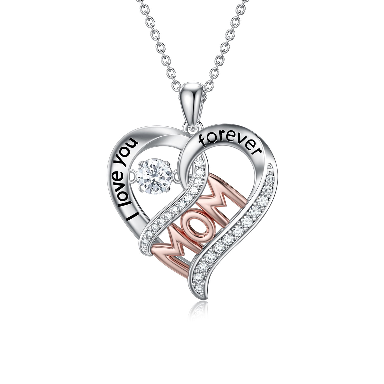 WINNICACA S925 Sterling Silver Mother I Love You Forever Heart Pendant ...