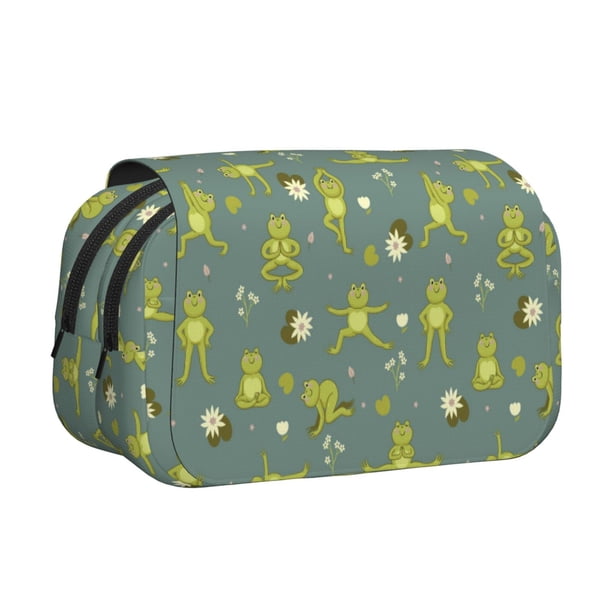 Easygdp Cute Yoga Frogs para Estuche de Lápices con Tapa Flip, Suministros de Oficina y Universidad para Adolescentes y Adultos