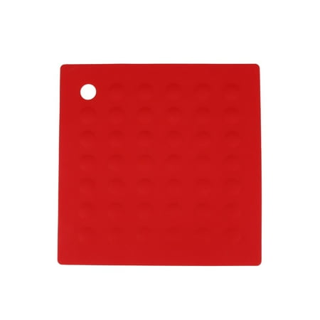 

Xinqinghao Silicone Non-Slip Mat Bowl Coaster Square Table Placemat Kitchen Anti-hot Pad Red