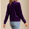 thumbnail image 6 of Kukoosong Women's Velvet Bomber Jacket, Long Sleeve Full Zip Up Stand Collar Velour Coat with Pockets, Slim Casual Lightweight Outerwear for Spring Fall Daily Wear, 6 of 7