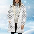 thumbnail image 4 of Women's Polka Dots Jacket, Fleece Lined Hooded Coat, Windbreaker Quilted Puffer Coat, Winter Snow Warm Overcoat Casual Long Sleeve Outwear, 4 of 7