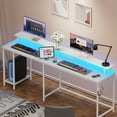SUPERJARE L Shaped Desk with Outlets & USB Ports, Gaming Desk with LED