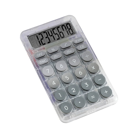 F-830 Grey Transparent 8-Digit Lcd Display Standard Calculator Portable Mini Desktop Calculator For Home Office Finance Basic Math Calculator With Large Buttons