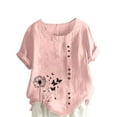 thumbnail image 2 of VgaVtl Women's Shirts Summer Short Sleeve Tops for Women Holiday Relaxed Fit Butterfly Print Casual Shirts,Pink 5XL, 2 of 4