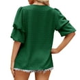 thumbnail image 6 of Bigersell Tunic Tops for Women Loose Fit Summer Double Puff Sleeve Blouses Summer Half Sleeve Dot Tops V-Neck T-shirts Blouse Swing Scoop Neck Short Sleeve Tshirts Shirts Style B31809, Green L, 6 of 8