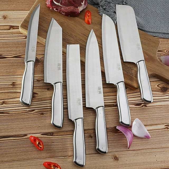 Couteau de Cuisine Polyvalent en Acier Inoxydable - Outil de Chef Compact de 16,2 cm avec Angle d'Inclinaison de 60° pour Trancher Précisément le Poisson, la Viande, les Légumes et les Fruits - Couteau Utilitaire Facile à Nettoyer et Durable pour les Cuisiniers à Domicile