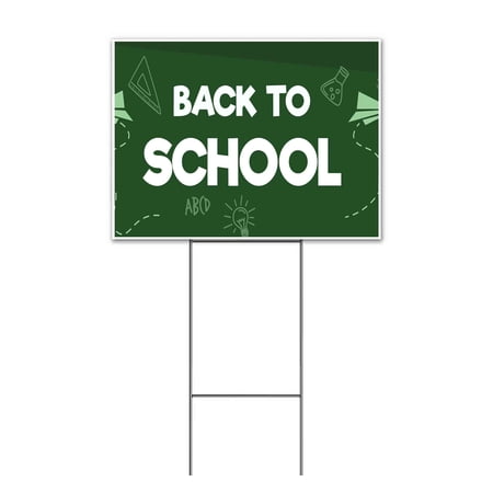 Back To School Chalk Board (18 x 24 ) Yard Sign Includes Metal Step Stake