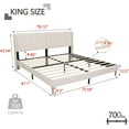 thumbnail image 3 of AUFANK King Bed Frame Upholstered Platform with Wooden Slats, Noise-Free, Beige, 3 of 6