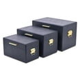 thumbnail image 3 of Sable Set of 3 Trunks with Gold Handles - Navy Blue, 3 of 12