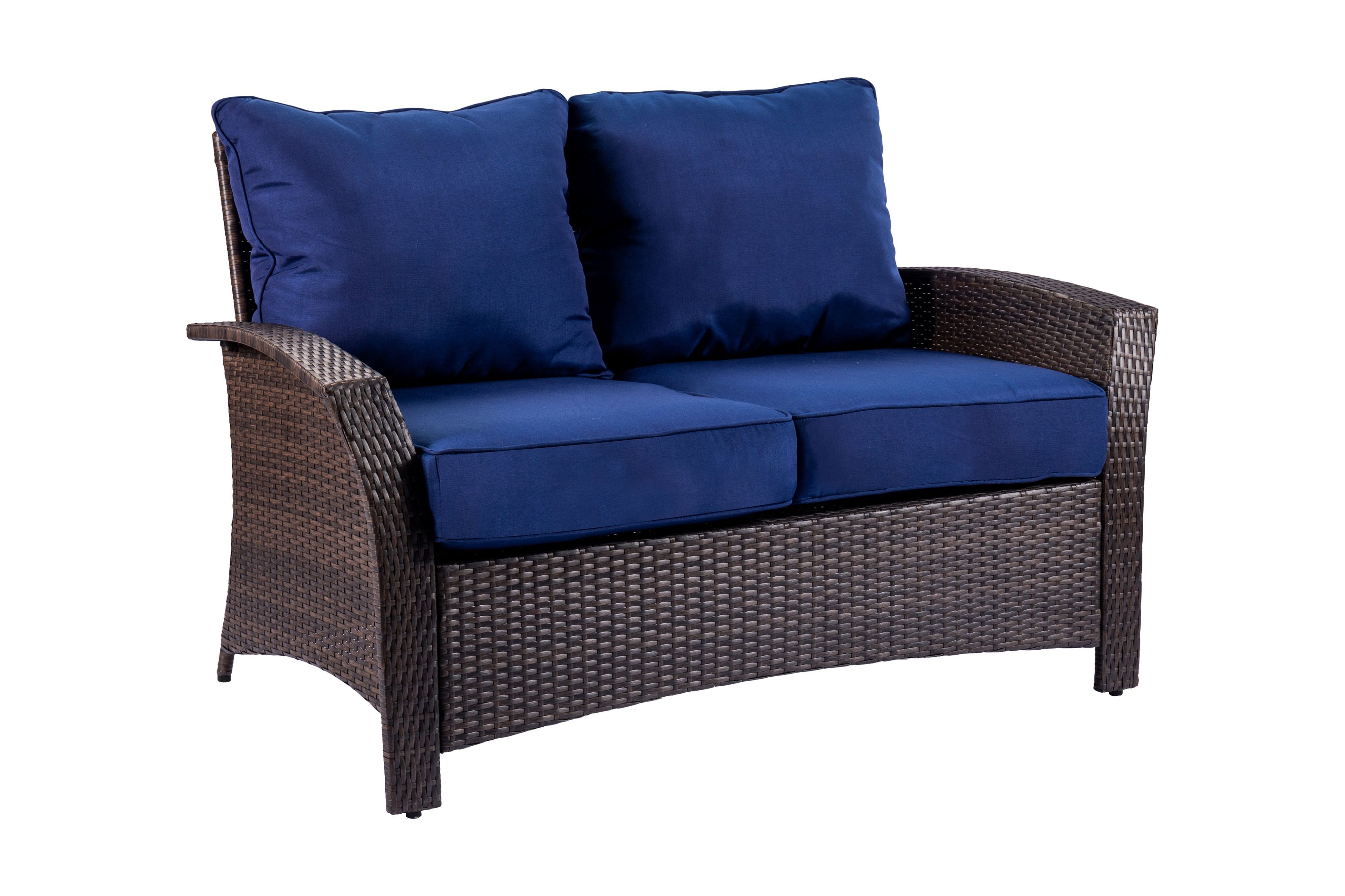Williamsport 4pcs deep seating set Dark Blue with furniture cover, swivel chair