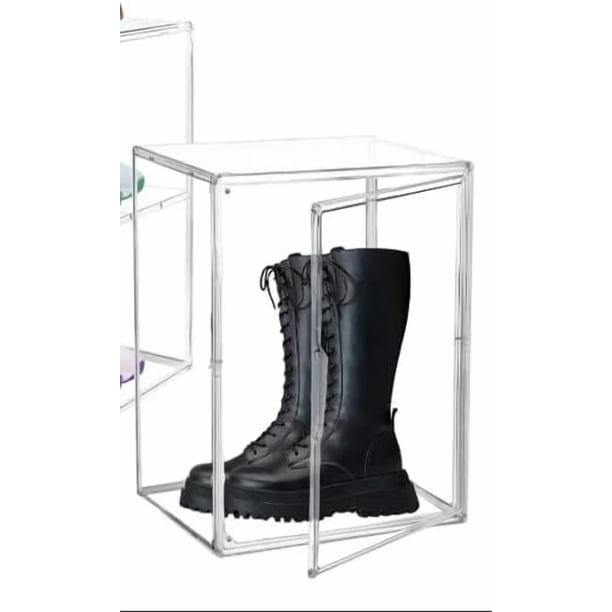 Caja de Acrílico Zapatera Apilable Transparente con Puerta Imantada | Organizador Premium para Zapatos y Bolsas | Diseño Armable Apilable | Medidas 45x33x33 cm