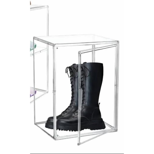 Caja de Acrílico Zapatera Apilable Transparente con Puerta Imantada | Organizador Premium para Zapatos y Bolsas | Diseño Armable Apilable | Medidas 45x33x33 cm