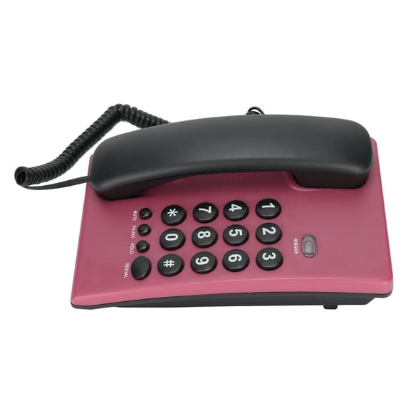 Teléfono fijo multifuncional KXT504 con cable y sin batería, con auricular magnético doble para oficina, hotel (rojo rosa)