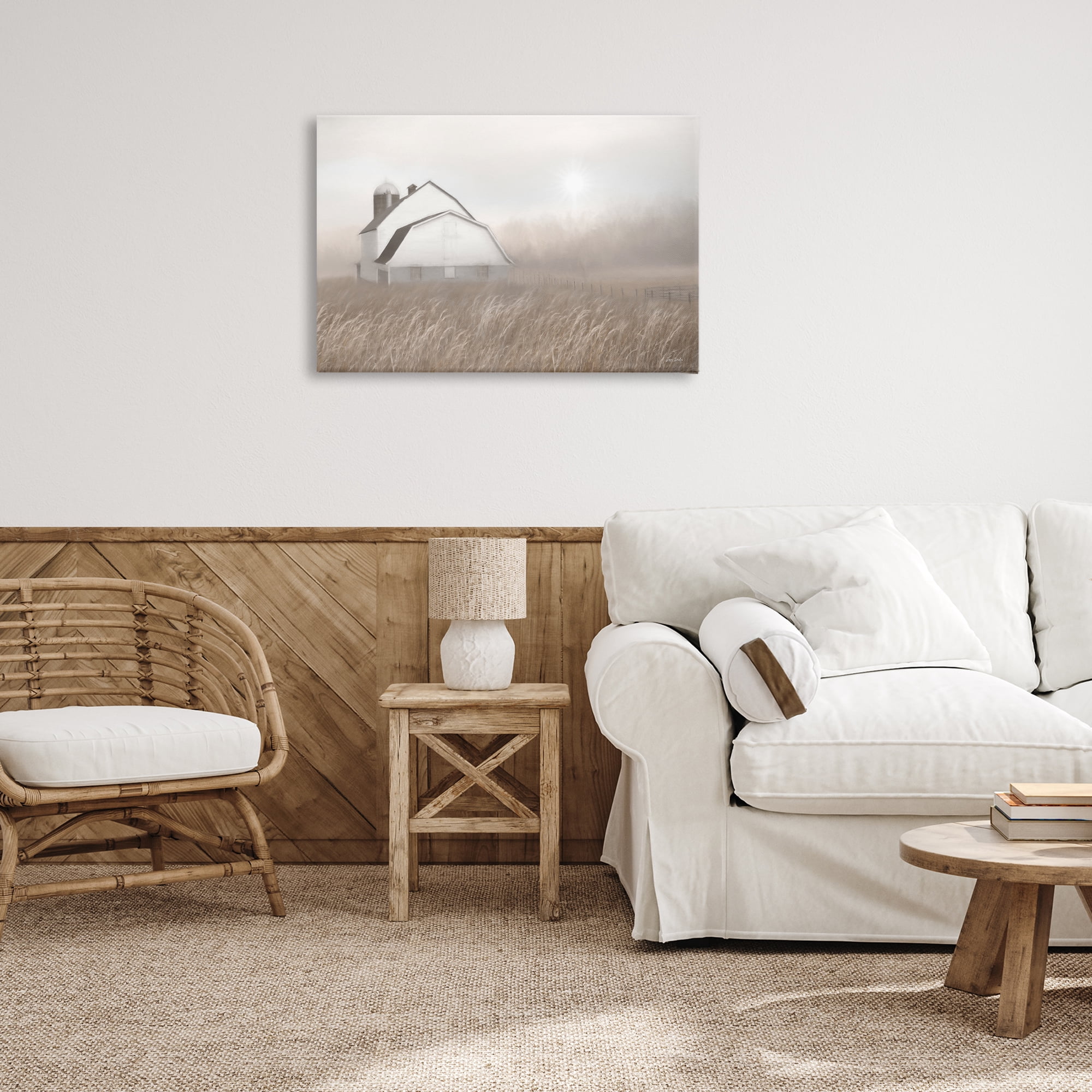 Stupell Industries Windblown Farm Grasses Landscape & Nature Painting Wrapped Canvas Art Print Wall Art, 30 x 20