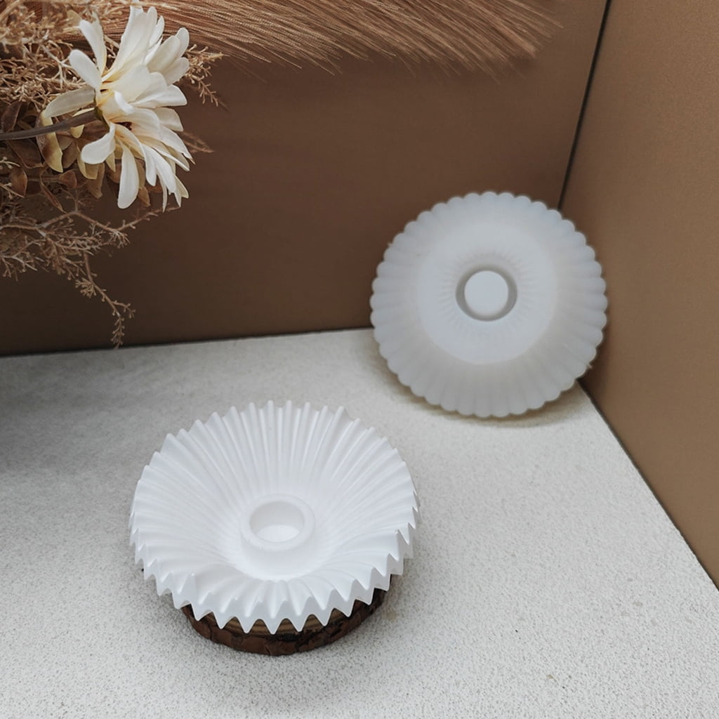 Striped Dish Silicone Candle Stand Mold For Candlestick Candle Holder Epoxy Resin Craft Heat Resistant Resin Tray Molds
