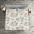 thumbnail image 2 of Ambesonne Flowers Quilted Coverlet 3 Pcs, Roses Bouquet, Queen Size, Pale Pink Green, 2 of 2
