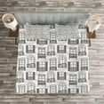 thumbnail image 3 of Ambesonne Geometric Quilted Bedspread Set 3 Pcs, Urban Architecture Façade, Queen Size, Grey White, 3 of 3