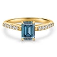 thumbnail image 3 of Gem Stone King 10K Yellow Gold Persian Blue Moissanite and Lab Grown Diamond Engagement Ring for Women | 1.18 Cttw | Octagon 7X5MM | Gemstone Birthstone | Size 9, 3 of 6