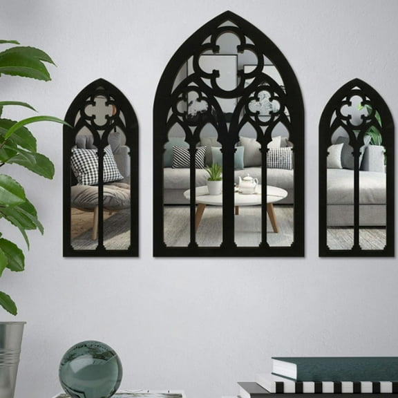 Gothic Mirrors Wall Decor Arched Mirror Mounted Goth Room Vintage Cathedral Window for