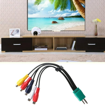 Xinyolin Audio Video Cable Professional 18cm 3 5mm 2 5mm to 5RCA AV Component Adapter Cord Compatible with LCD TV