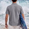 thumbnail image 7 of qelini Short Sleeve Shirts for Men Big and Tall Short Sleeve Linen Button Down Top for Summer Daily Wear Collar Tee, 7 of 7