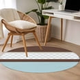 thumbnail image 4 of Round Rugs 3Ft, Blue Brown Morocco Round Area Rug Washable Indoor Throw Carpet, Geometric Stripes Aqua Stitching Small Non Slip Circle Rug for Bedroom Living Room Home Decor Aesthetic, 4 of 8