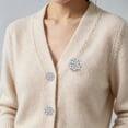 thumbnail image 4 of Shirt Button Covers Set of 2 Floral Rhinestone Faux Pearl Alloy, Clip-On Decorative Studs for Blouses, Cardigans, Cuff Buttons, 4 of 6