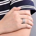thumbnail image 4 of Wedding Ring Men Women. 8mm Silver Tungsten Wedding Band Double Meteorite, 4 of 6