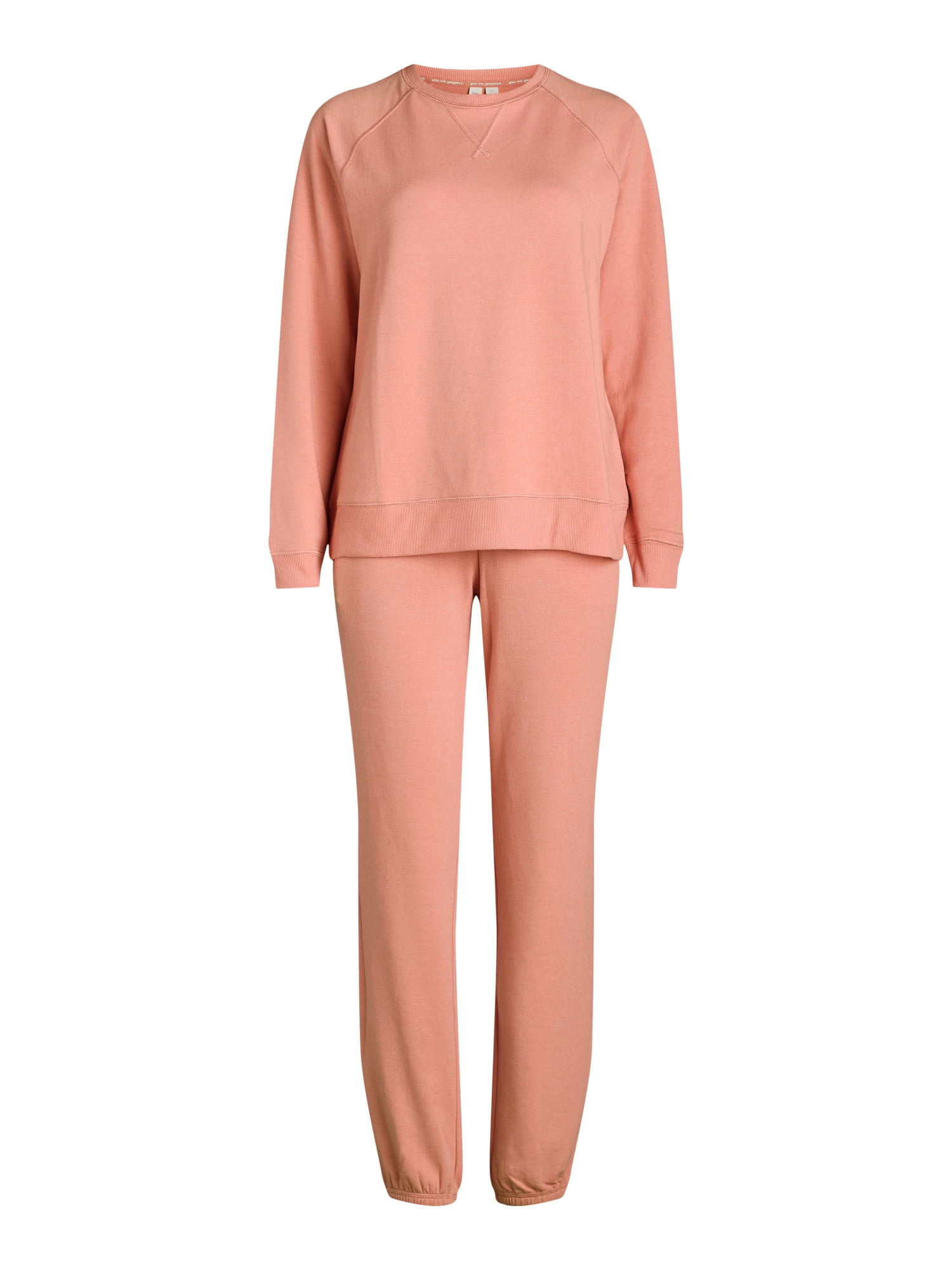 Joyspun Women's and Women’s Plus French Terry Sweatshirt and Joggers Set, 2-Piece, Sizes XS to 3X