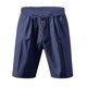 thumbnail image 4 of pstuiky Pantalones cortos de entrenamiento para hombre, Pantalones cortos de lino con cintura elástica y botones de color liso para hombre, versátiles y a la moda. Pantalones cortos de entrenamiento, 4 of 8