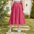 thumbnail image 6 of Wovilon Girls Solid Color Tiered Maxi Skirt with Drawstring Waist, Casual Textured A-Line Long Skirt for Kids and Teens, Versatile Summer Vacation Daily Wear, 6 of 9