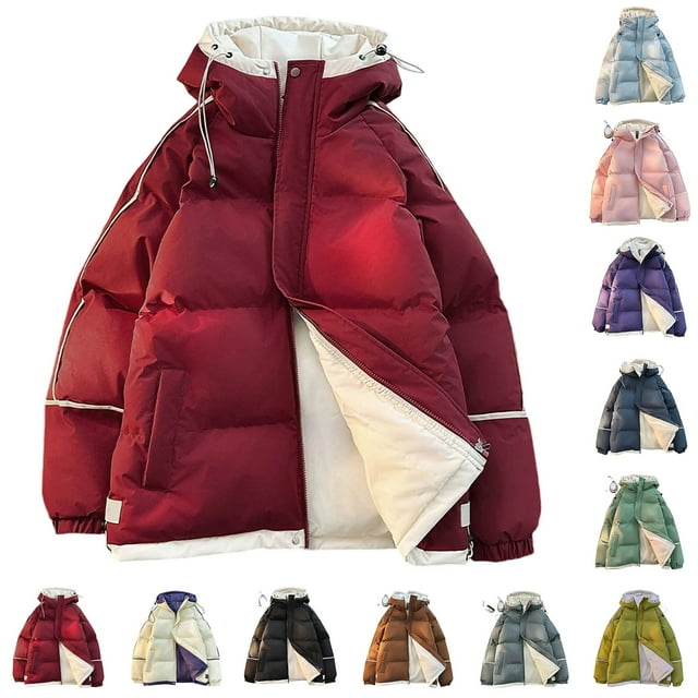 Xcmzpl Men's Jacket Lightweight Hooded Quilted Puffer Coat Warm Insulated Winter Jacket for Men Solid Thicken Outerwear with Pocket