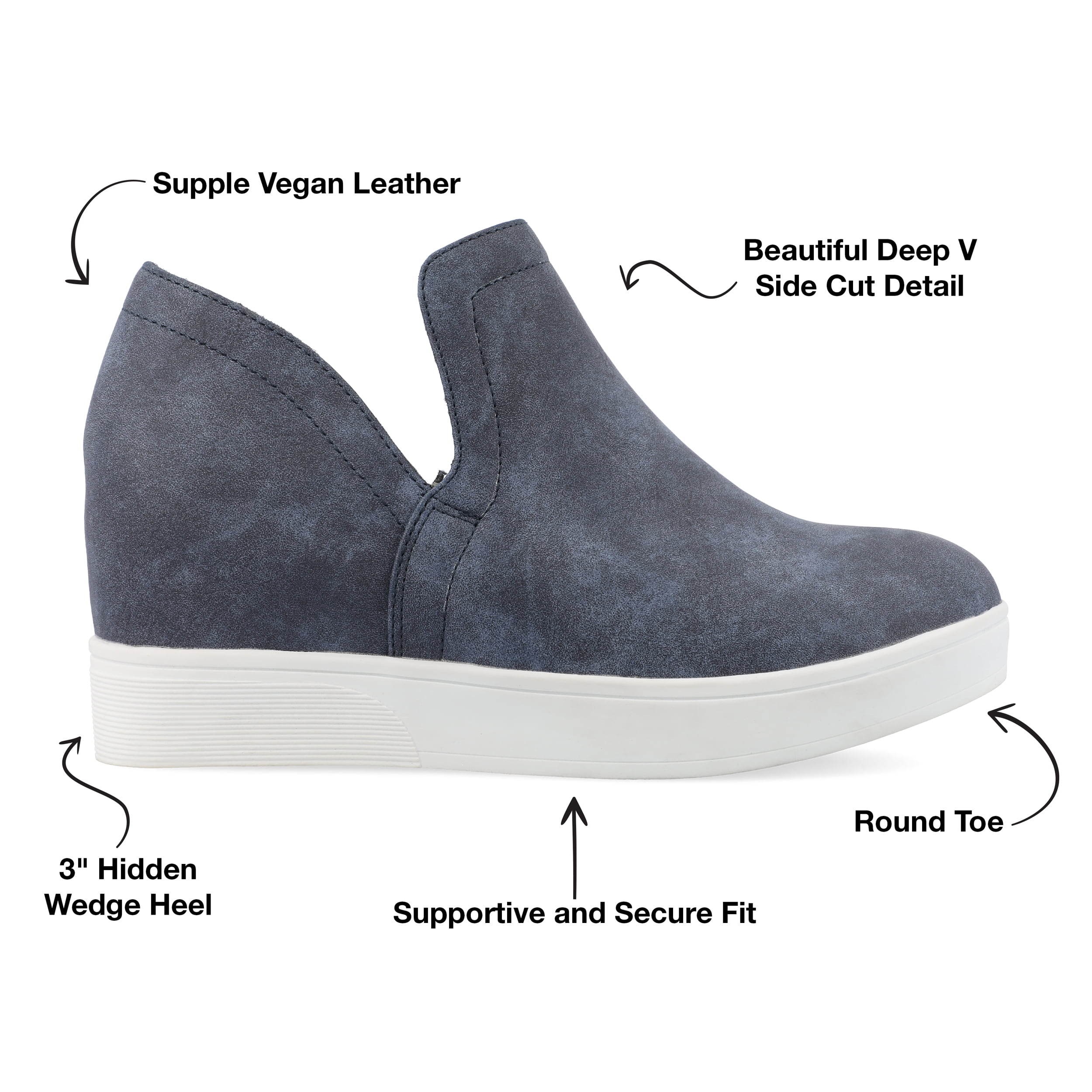Journee Womens Cardi Round Toe Slip On Wedge Sneakers, Widths Available