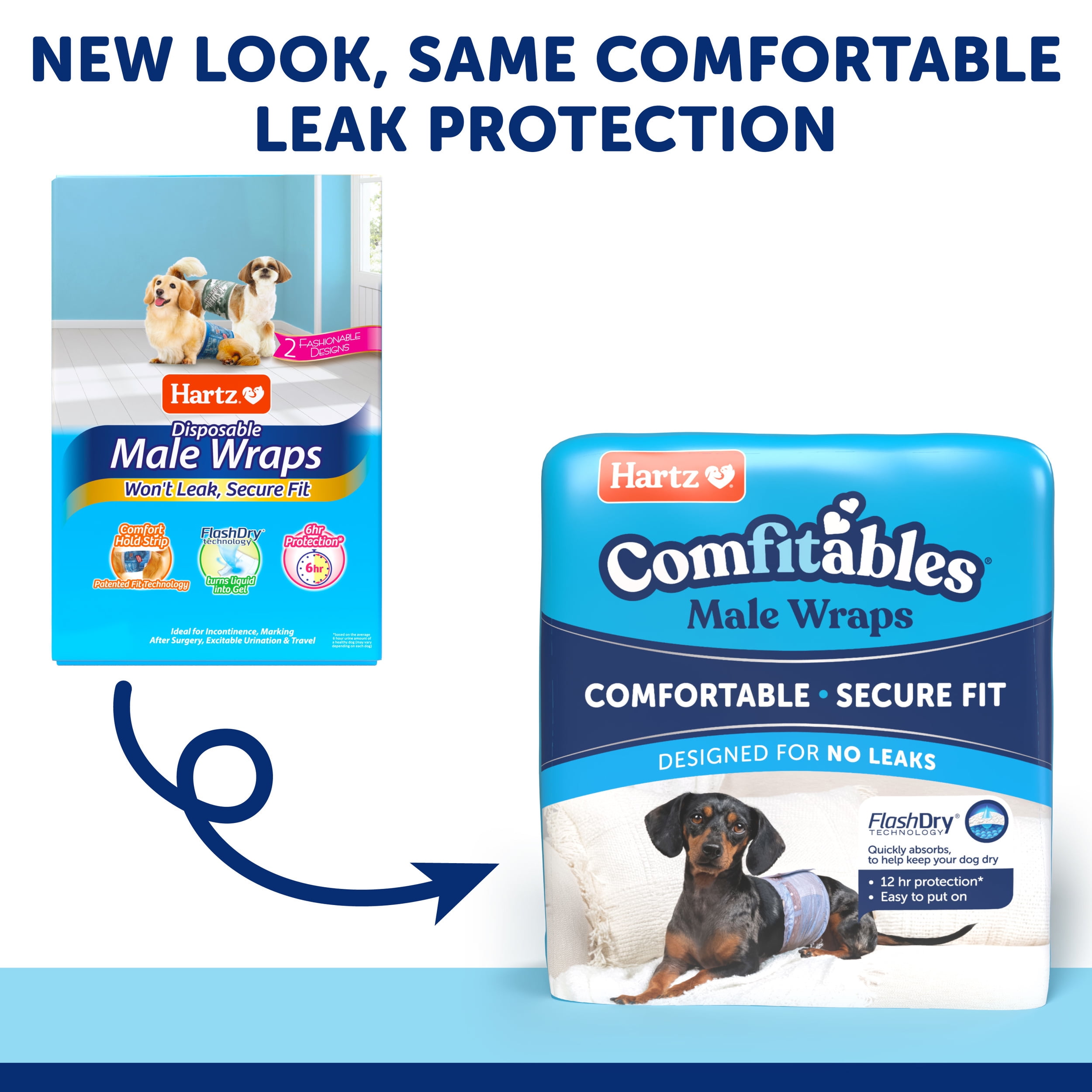 Hartz Comfitables Male Dog Wraps with Stretchy Waistband, Medium 36 Count