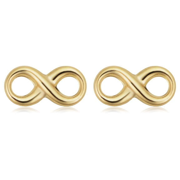 KoolJewelry 14k Yellow Gold Infinity Stud Earrings with Scew Backs
