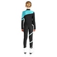 thumbnail image 3 of TiaoBug Kids Girls Figure Ice Skating Gymnastics Tracksuit Long Sleeve Sport Jacket and Tights Set Blue Green 10, 3 of 7
