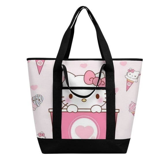 Hello Kitty Insulated Shopping Bag Foldable Thermal Tote Bag Multi-Purpose Cooler Bag for Market, Beach & Camping